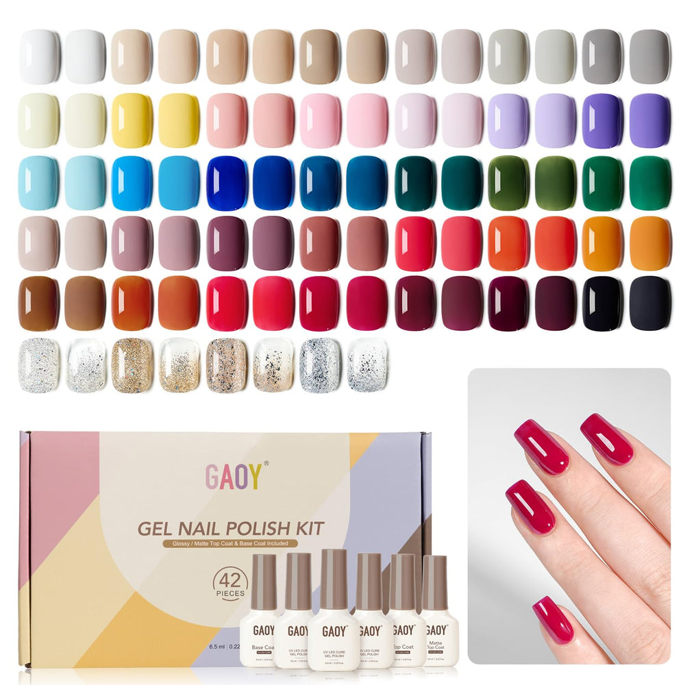 GAOY esmaltes gel uñas, paleta tonos piel verde y rojo para looks versátiles