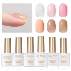 GAOY 6 colors builder gel set nails closeup for versatile at-home nail art