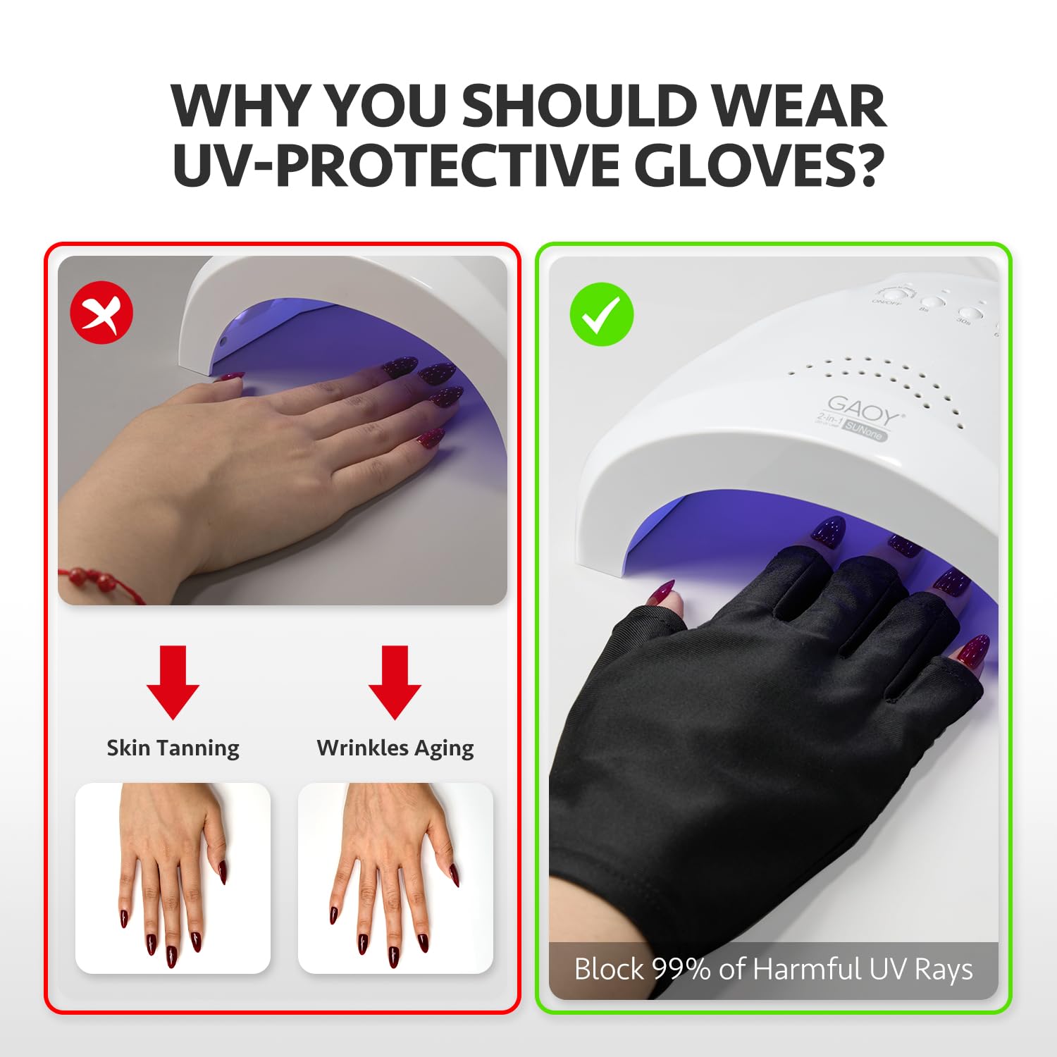 GAOY multi-purpose gloves cover gel manicures and outdoor activities.