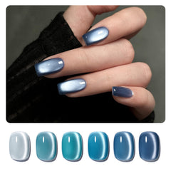 GAOY Blue Cat Eye Nail Polish Tropical Sea collection for glittery, salon-style cat-eye nails.