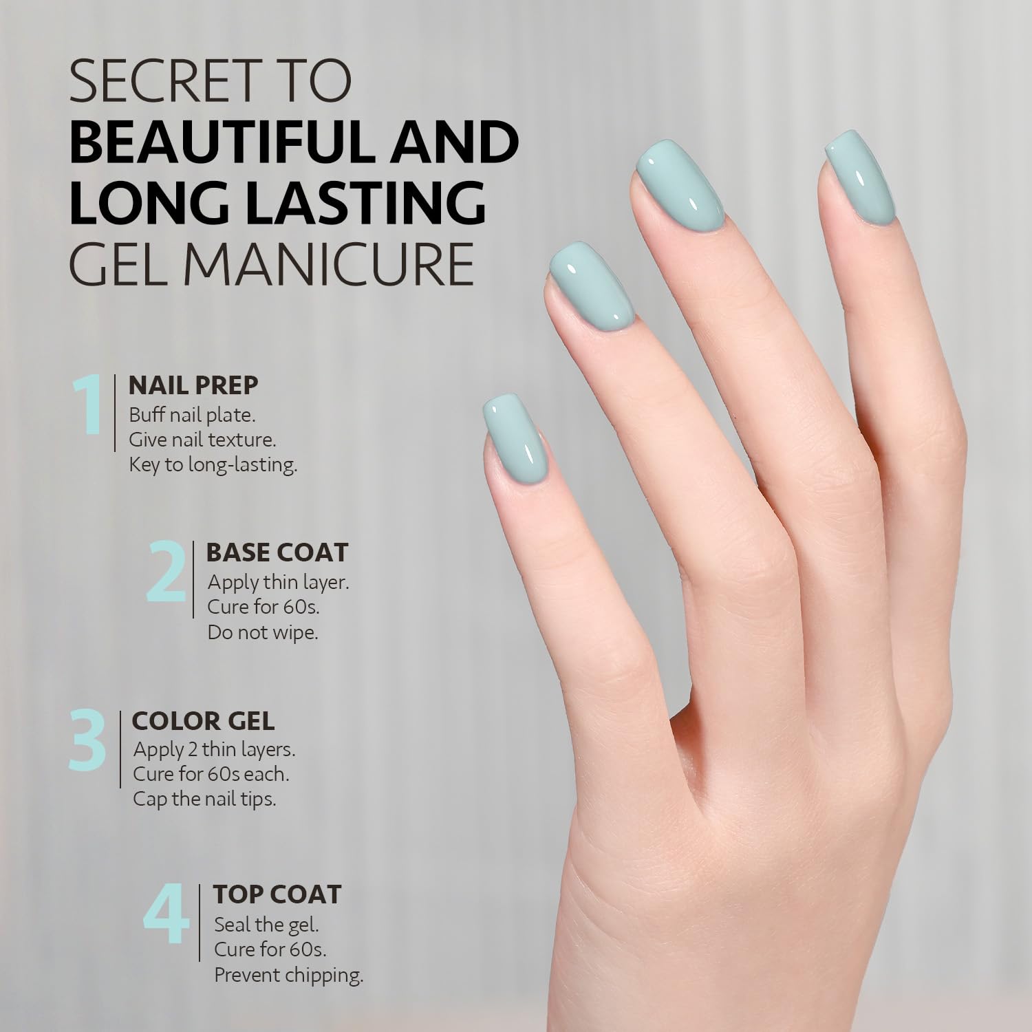GAOY Blue Gel Nail Polish nails after application show a glossy finish.