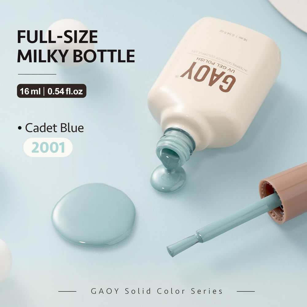 GAOY Blue Gel Nail Polish packaging highlights a 16ml bottle for home use.