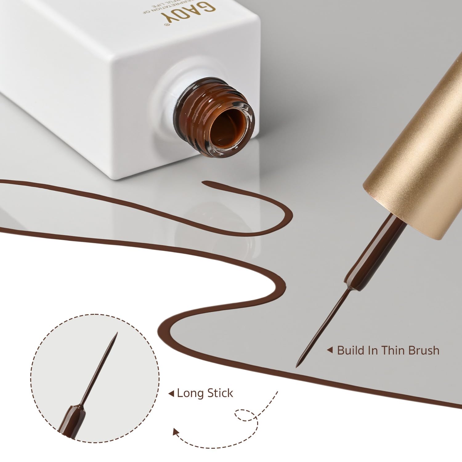 GAOY Brown Swirl gel nail polish used for flawless French manicure and delicate dots