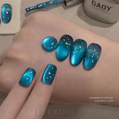 GAOY cat eye magnet in action creating magnetic pattern on nails