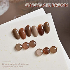 GAOY Chocolate Tan Glitter gel bottle close-up shows shimmering finish for stylish nails