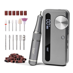 GAOY cordless nail drill in hand for precise shaping and quick gel removal.