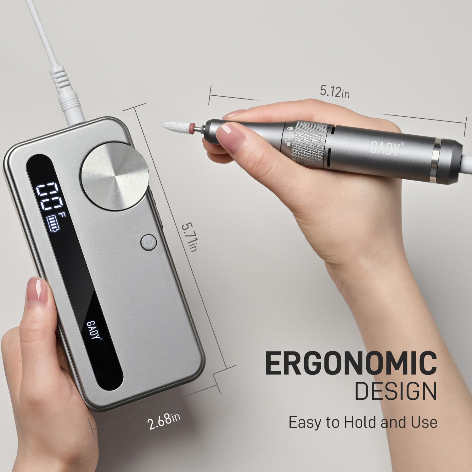 GAOY cordless nail drill operates quietly with minimal vibration for calm sessions.