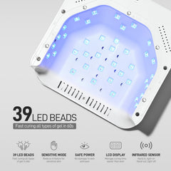 GAOY cordless UV LED nail lamp fast curing action for efficient gel drying.