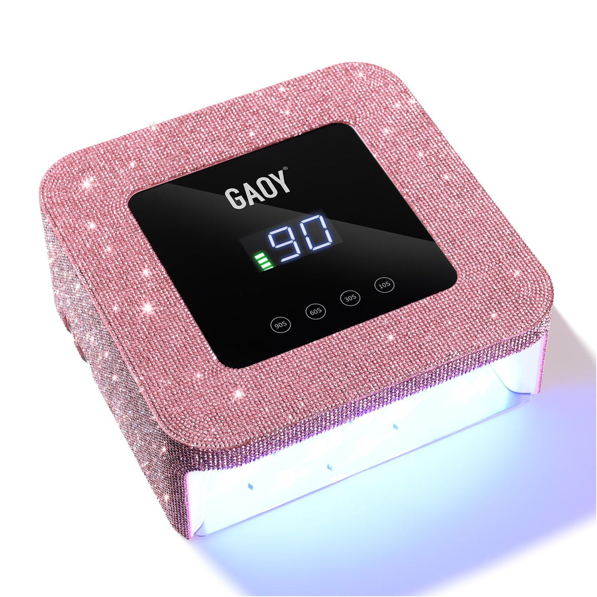 GAOY cordless UV LED nail lamp top view highlights the Pink Diamond design for fast manicures.