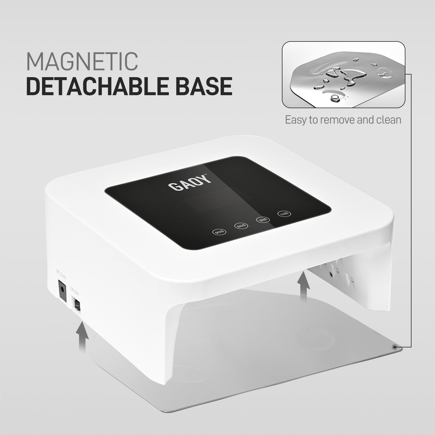 GAOY cordless UV LED nail lamp sensitive mode for low-heat curing.