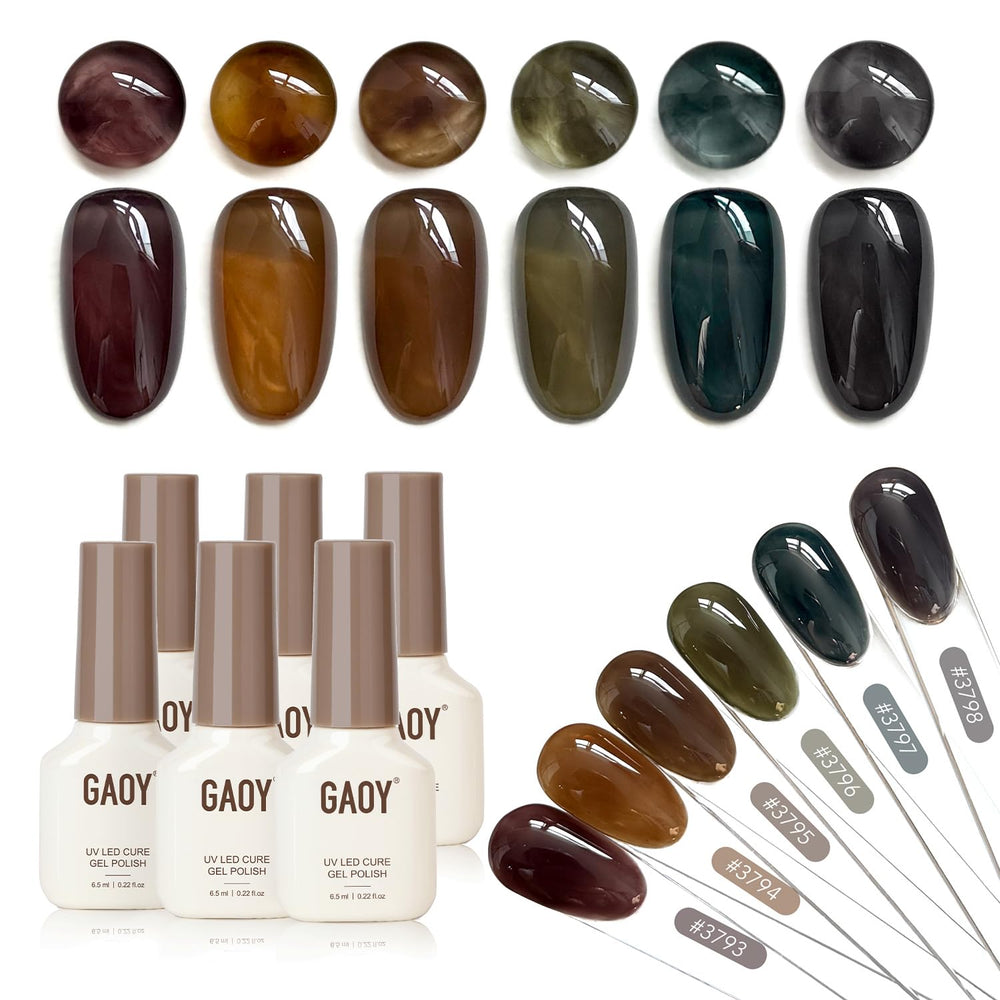 GAOY esmalte gel lechoso: caja con 6 colores para manicura en casa.