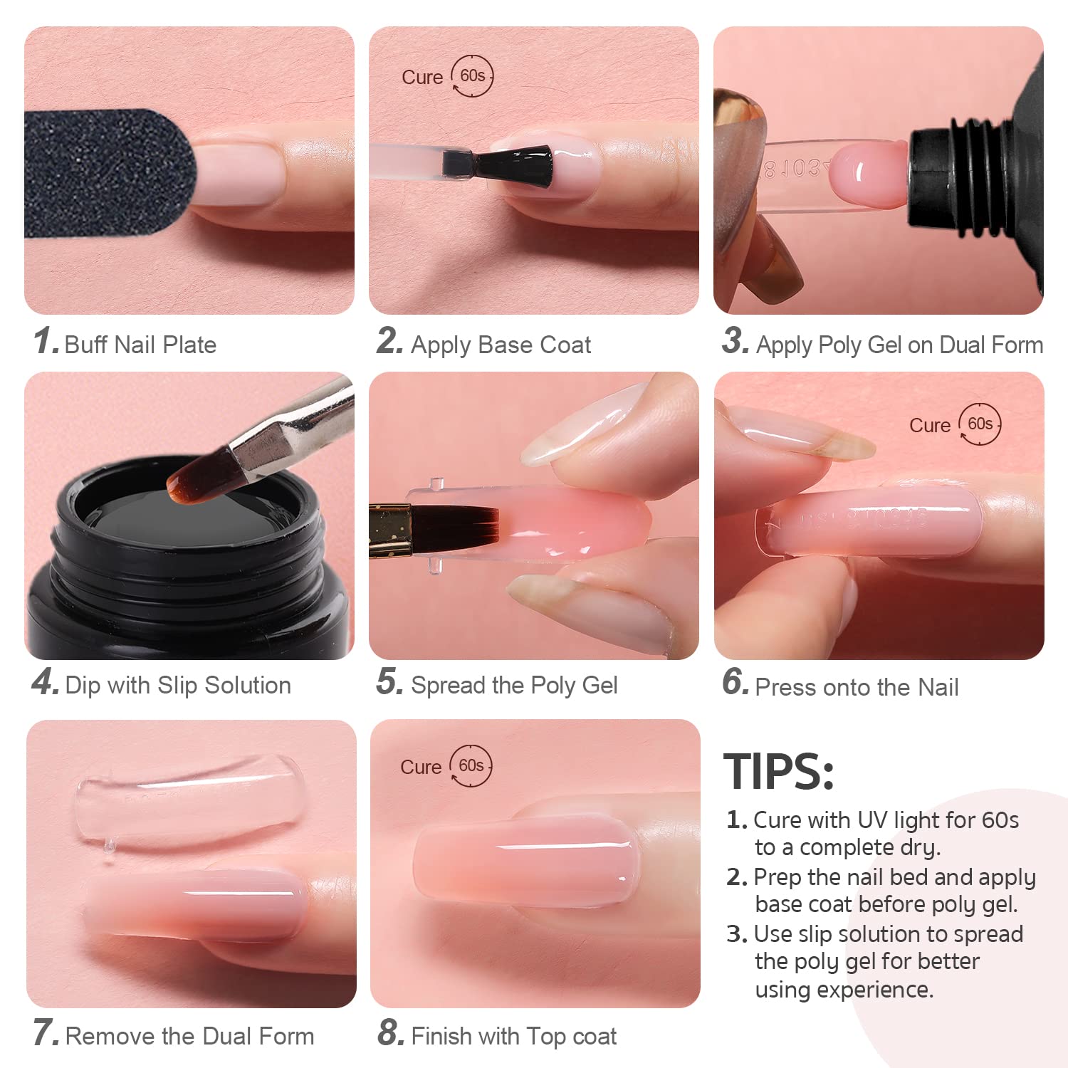 GAOY French manicure kit with step-by-step illustration for home use
