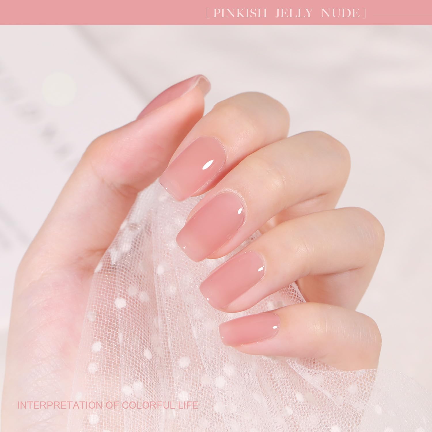 GAOY gel polish color swatches show six sheer jelly shades for customization