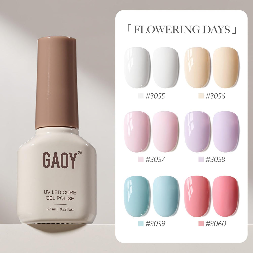 GAOY Gel Nail Polish Set Color Swatch showing six shades for easy shade selection