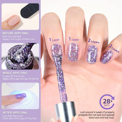 GAOY Glitter Gel Nail Polish image shows 60-second UV lamp cure for quick results.