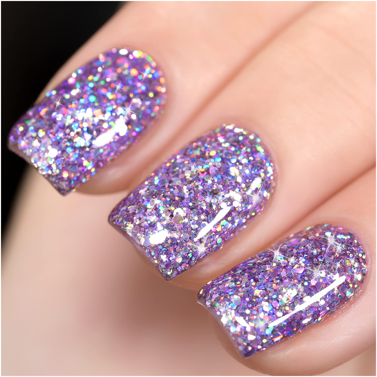GAOY Lavender Fields glitter gel polish bottle delivers diamond sparkle for party-ready nails.