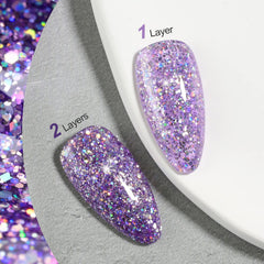 GAOY Lavender Fields brush close-up shows smooth application for even glitter layers.