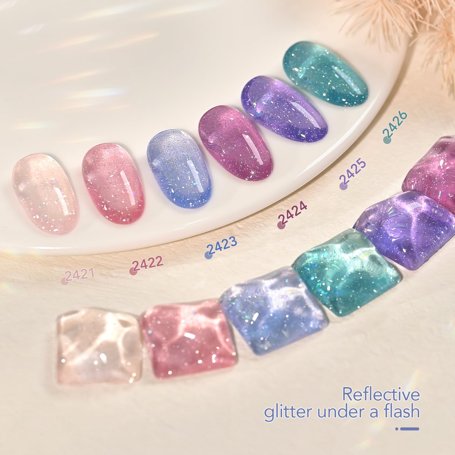 GAOY Glitter Jelly Top Coat for a glossy long-lasting finish
