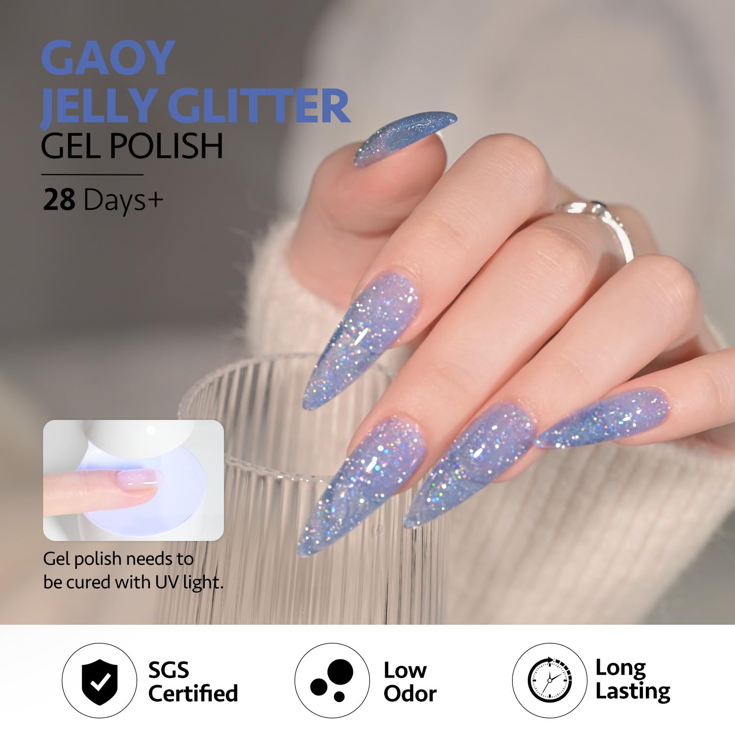 GAOY Glitter Jelly Purple nail polish for rich color with sparkle