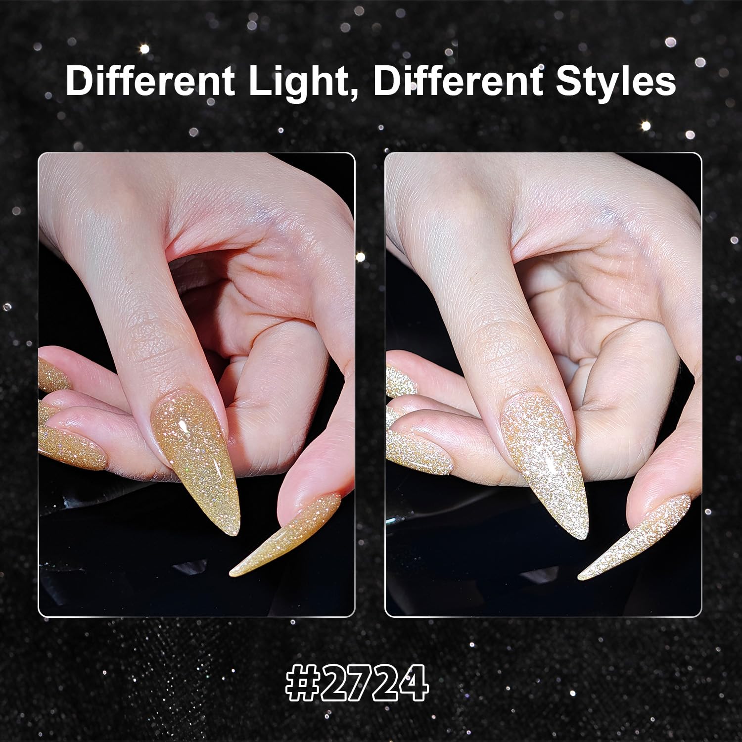 GAOY glitter polish closeup captures holographic shine for bold accents.