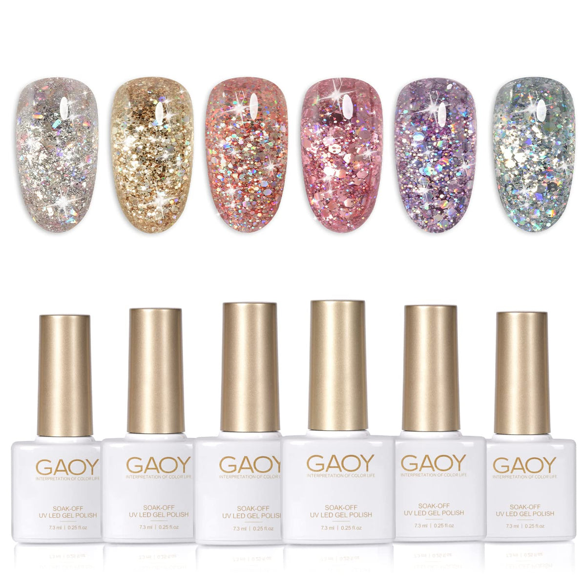 GAOY Glitter Gel Nail Polish Set pink – long-lasting shine for at-home manicures