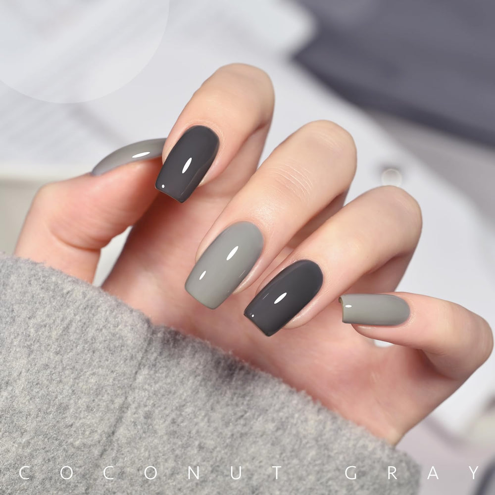 GAOY Gray Gel Nail Polish Set applying on nails demonstrates quick 60-second UV cure.
