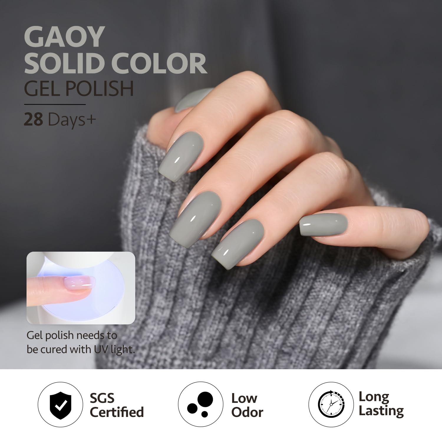 GAOY Gray Gel Nail Polish Set packaging photo highlights compact home-use kit.