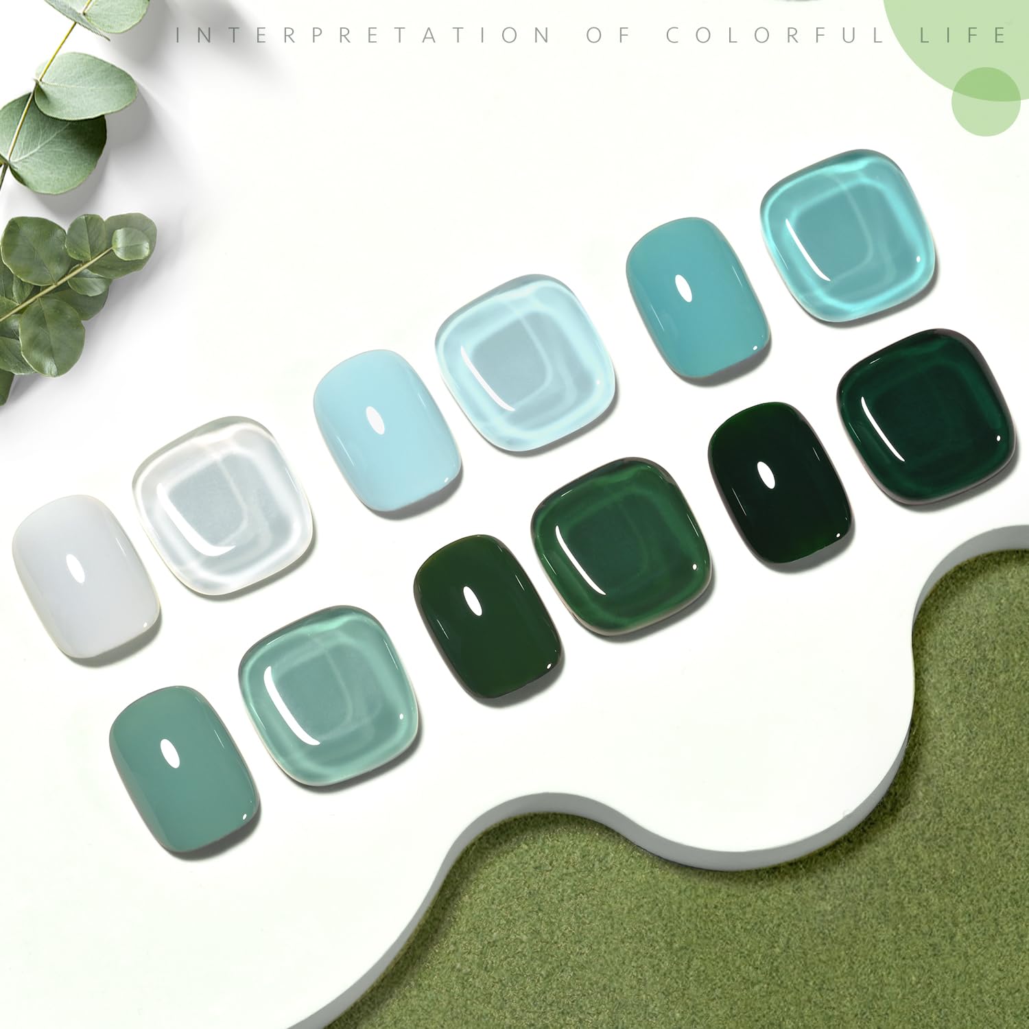 GAOY gel polish set blue gray swatch showing durable finish