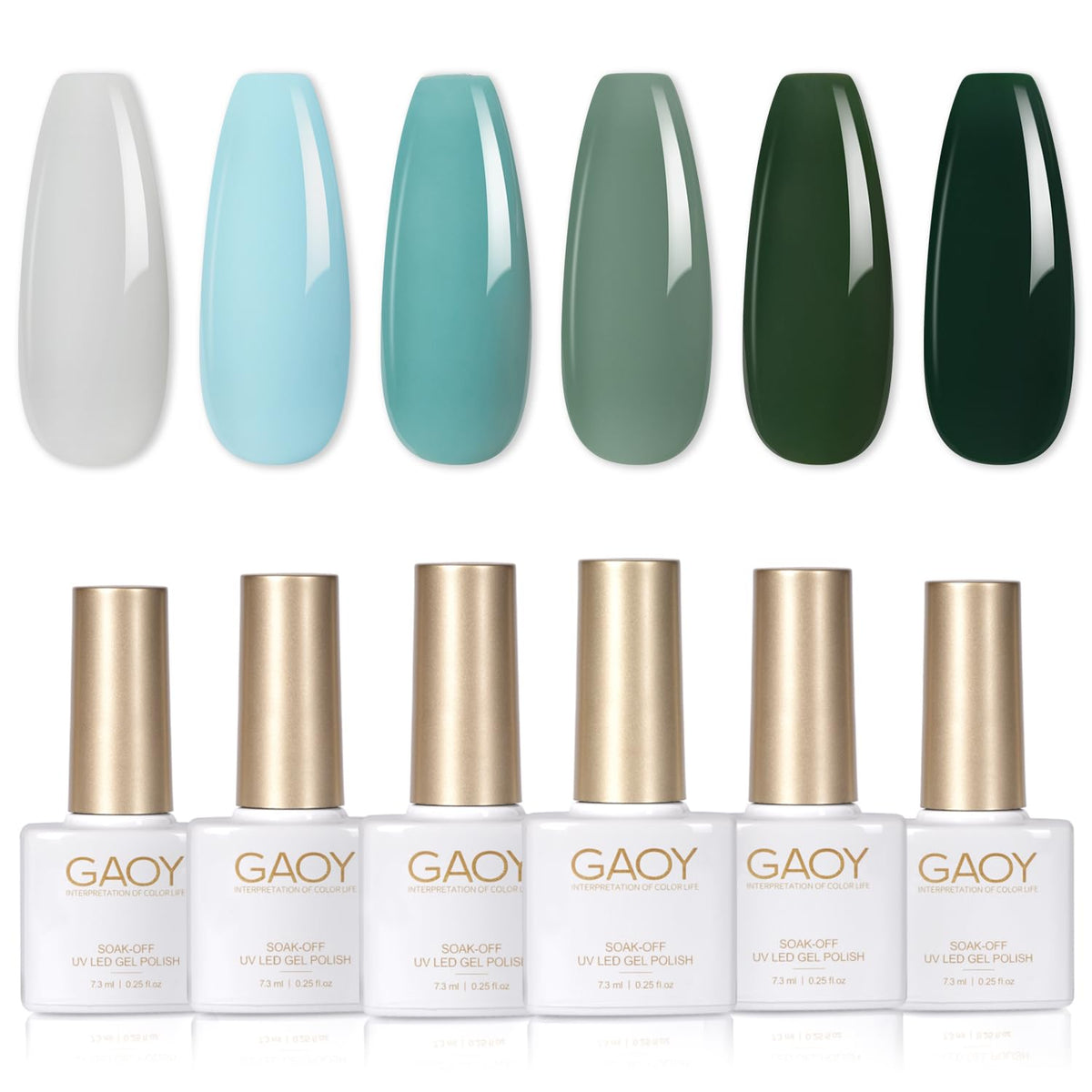 GAOY gel polish set dark forest green swatch for a long-lasting glossy manicure