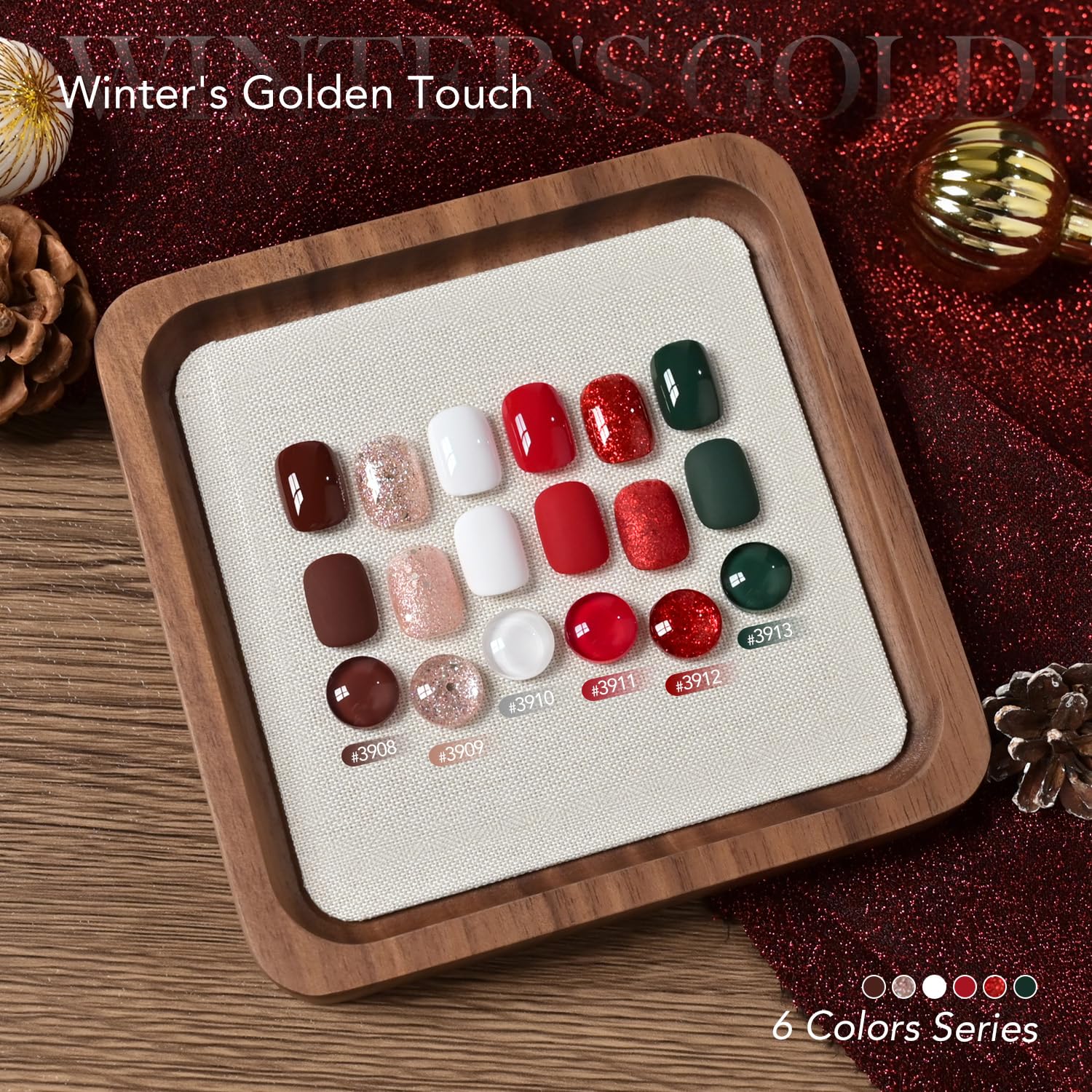 GAOY green sparkle gel nail polish swatch with bold holiday color