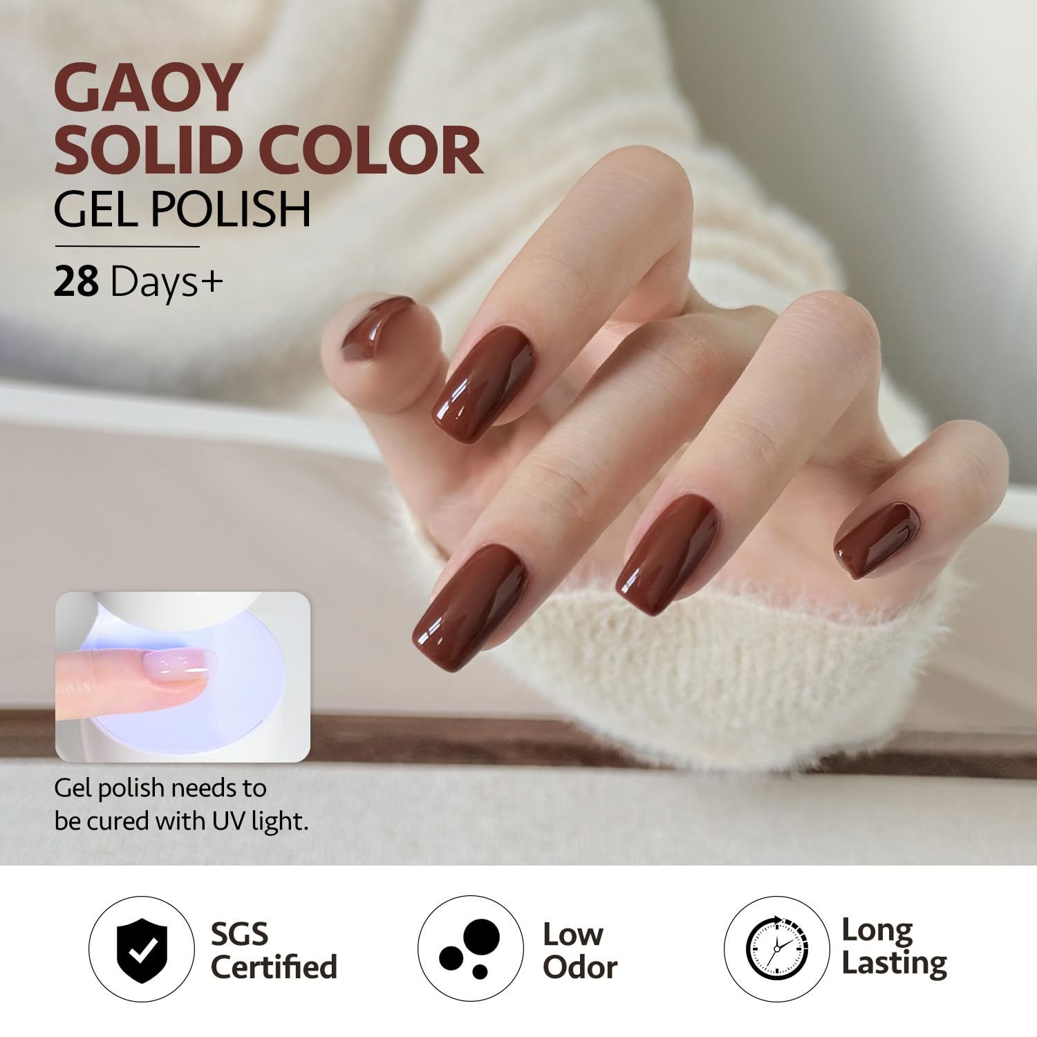 GAOY Packaging showing six 6.5 ml bottles for home or salon use.