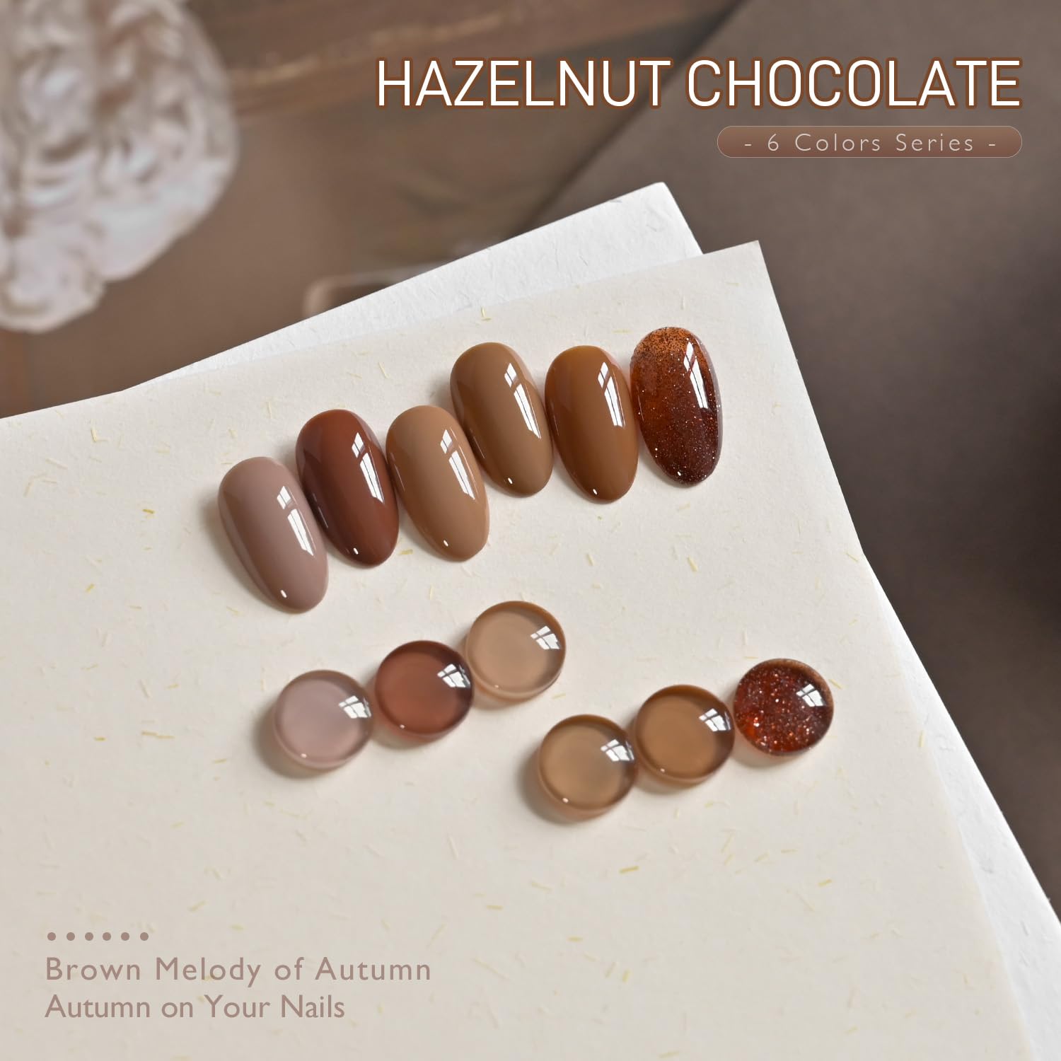GAOY Hazelnut Chocolate gel color swatches for DIY manicure ideas.