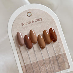 GAOY Hazelnut Chocolate gel polish curing under UV/LED lamp for quick results.