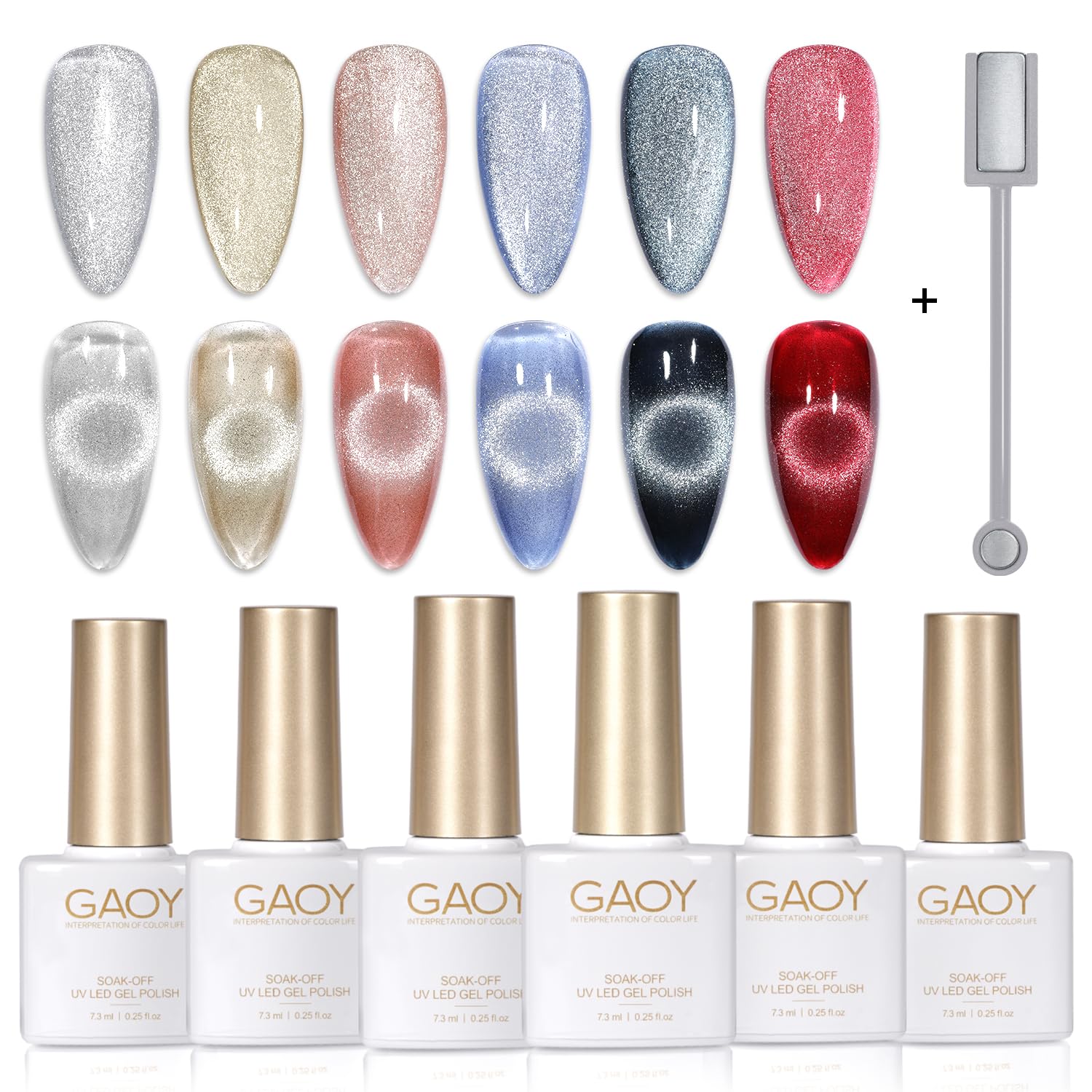 GAOY holographic cat eye gel polish color 01 for salon-quality at-home manicure