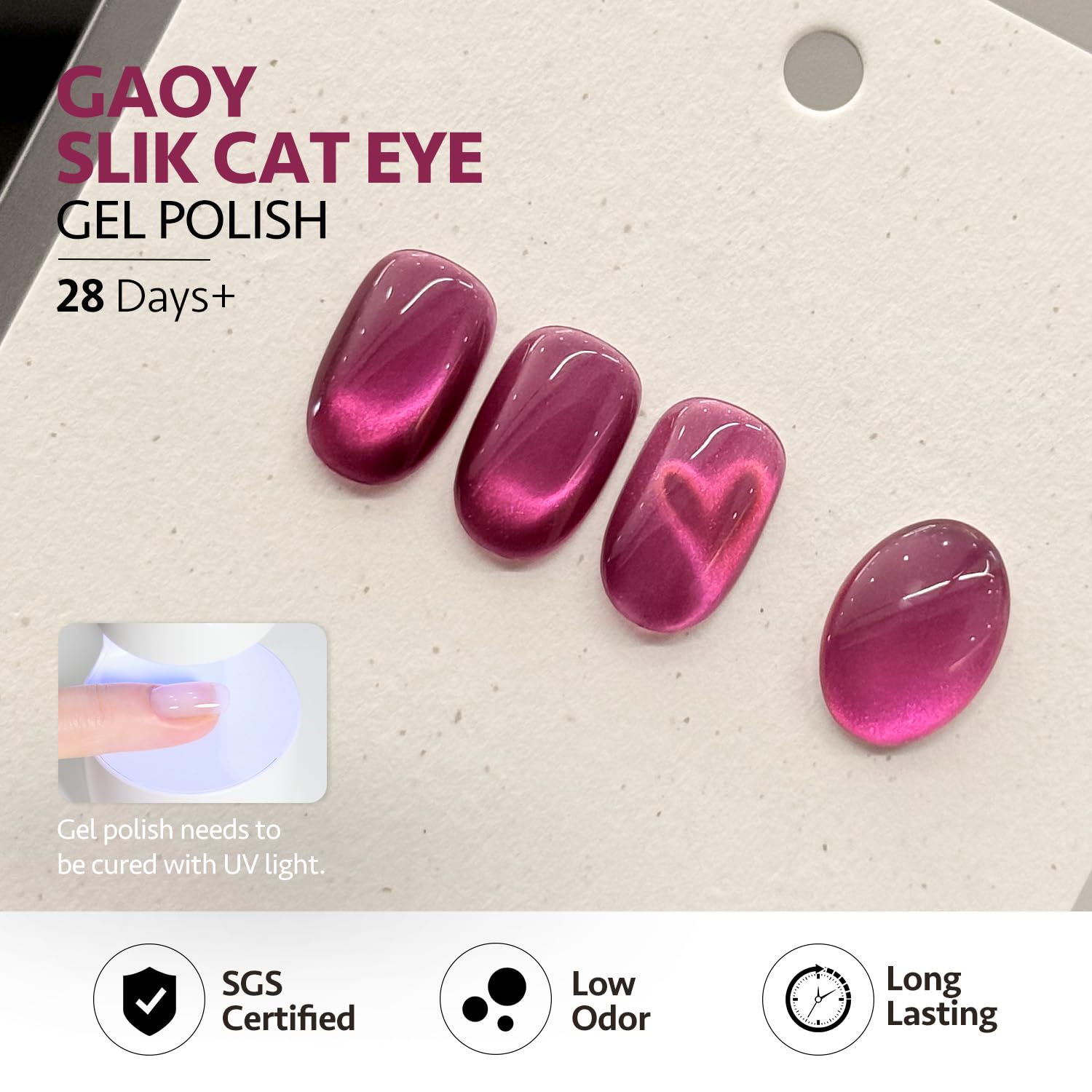 GAOY holographic shimmer closeup captures reflective sparkle in different lighting.