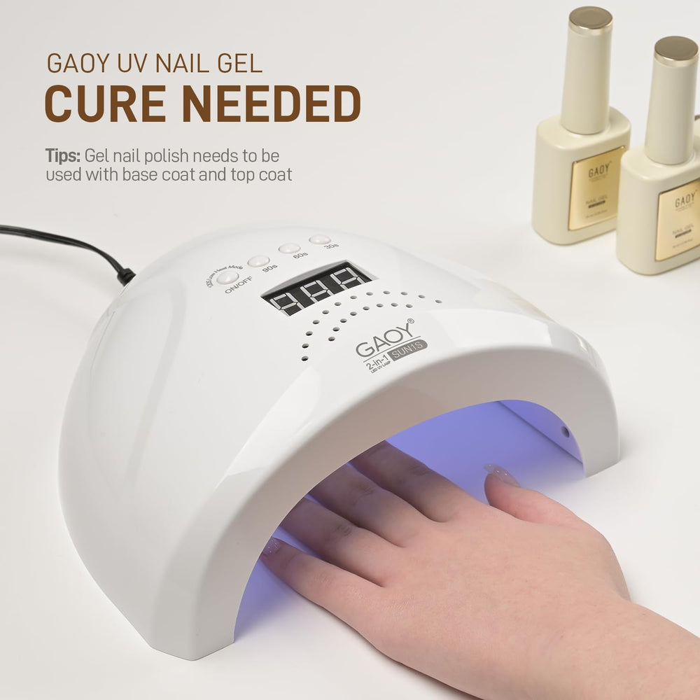 GAOY Jelly Brown Cat Eye nail prep and base coat setup.