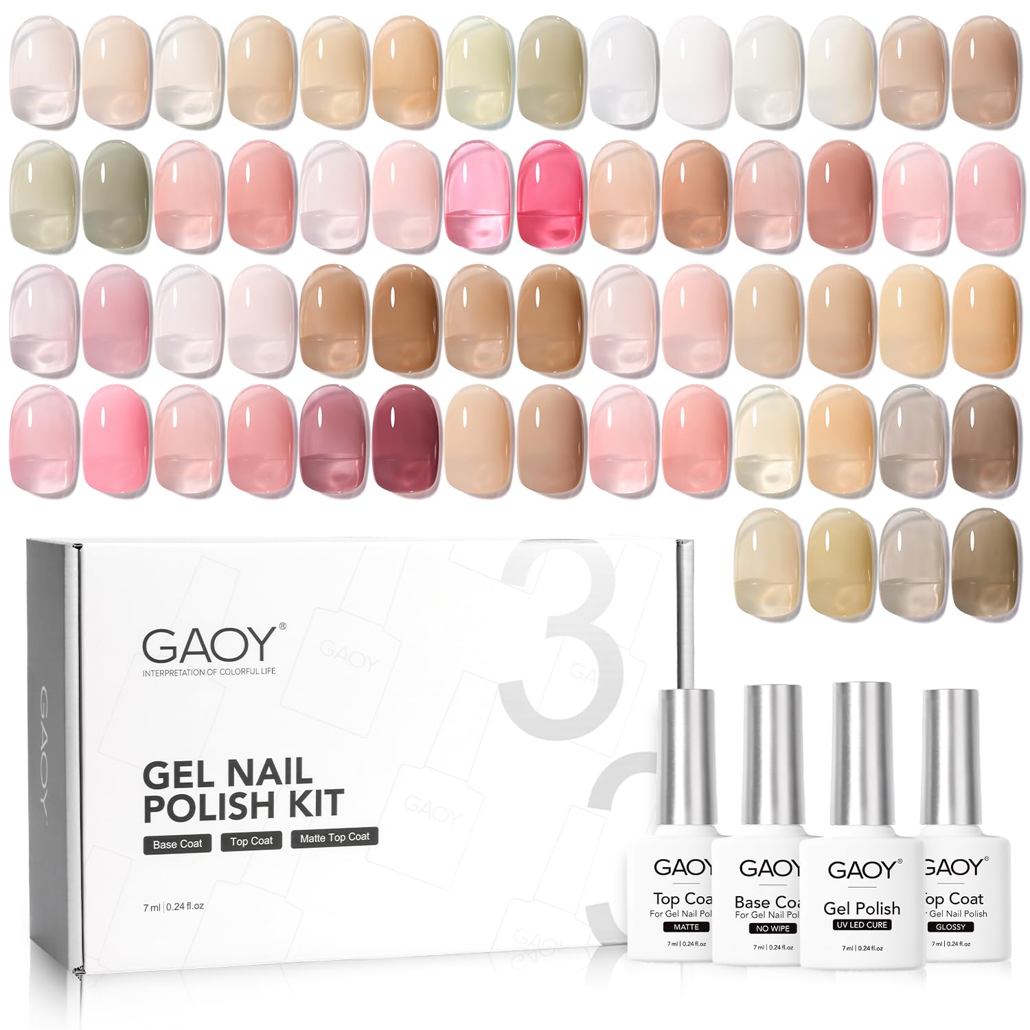 GAOY Jelly Gel Nail Polish Kit mint jelly colors display for at-home manicures