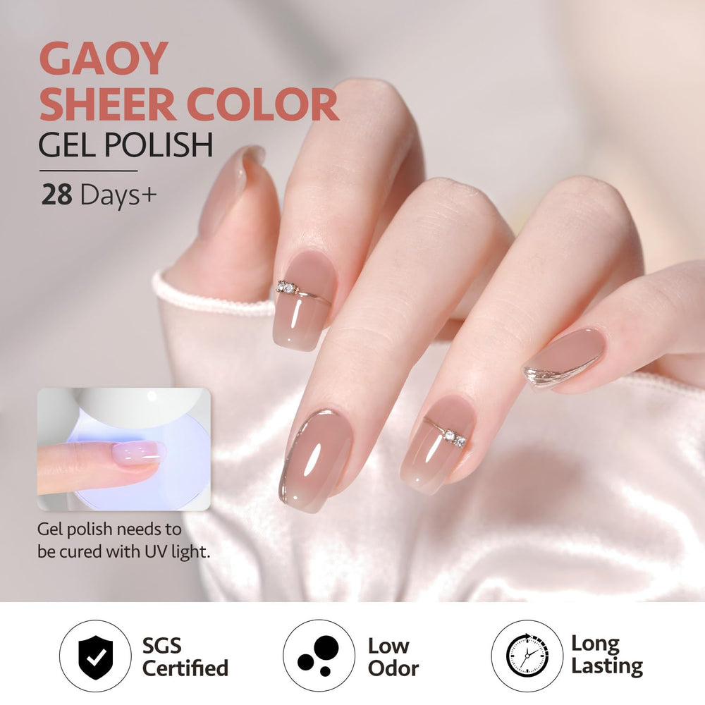 GAOY Jelly Gel Nail Polish Set Mauve swatch complements chic nails