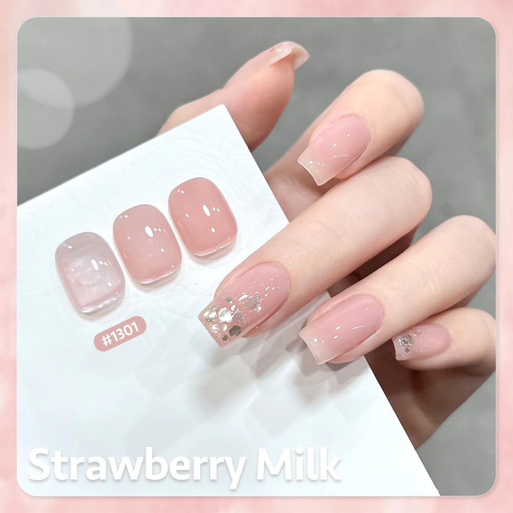 GAOY Jelly Gel Nail Polish Set Pink swatch for smooth application