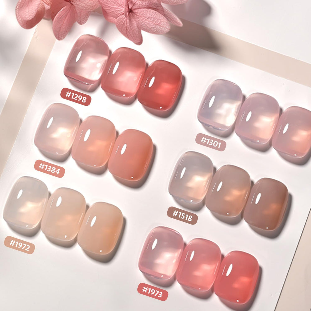 GAOY Jelly Gel Nail Polish Set Vanilla swatch with minimalist finish