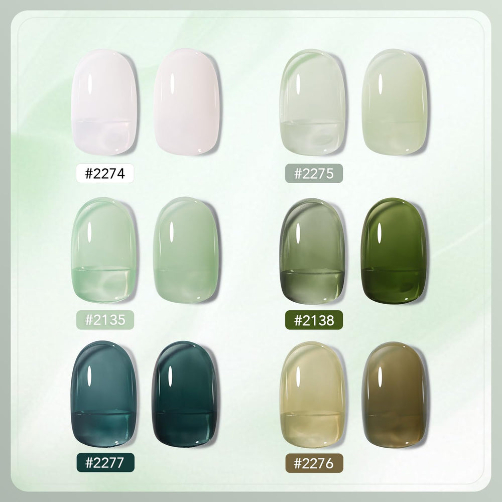 GAOY Jelly Green gel nail polish bottles close-up highlights color clarity for DIY mani-pedis.