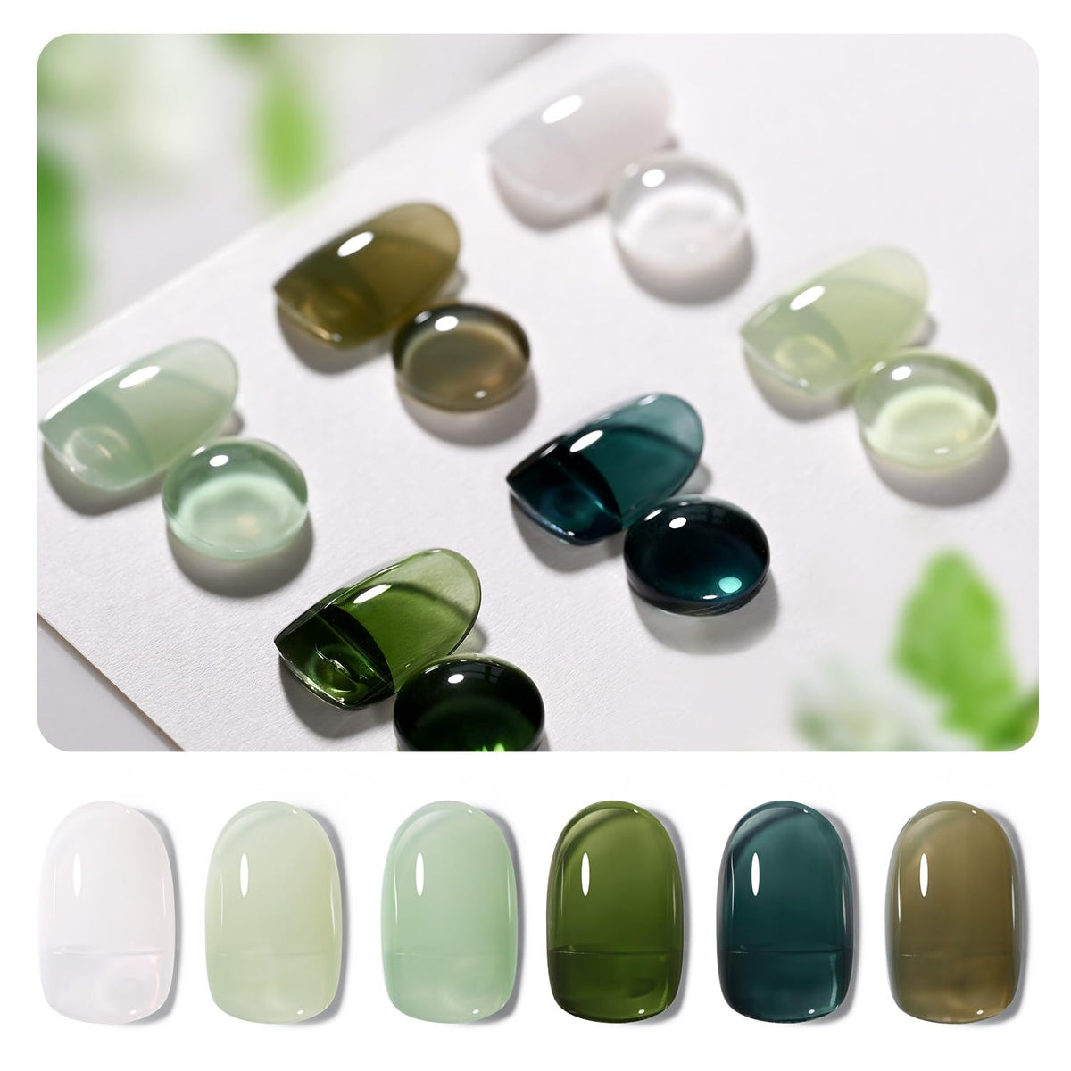 GAOY Jelly Green gel nail polish set packaging shown for at-home salon convenience.