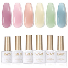 GAOY jelly-green gel polish packaging shows six colors for at-home manicures