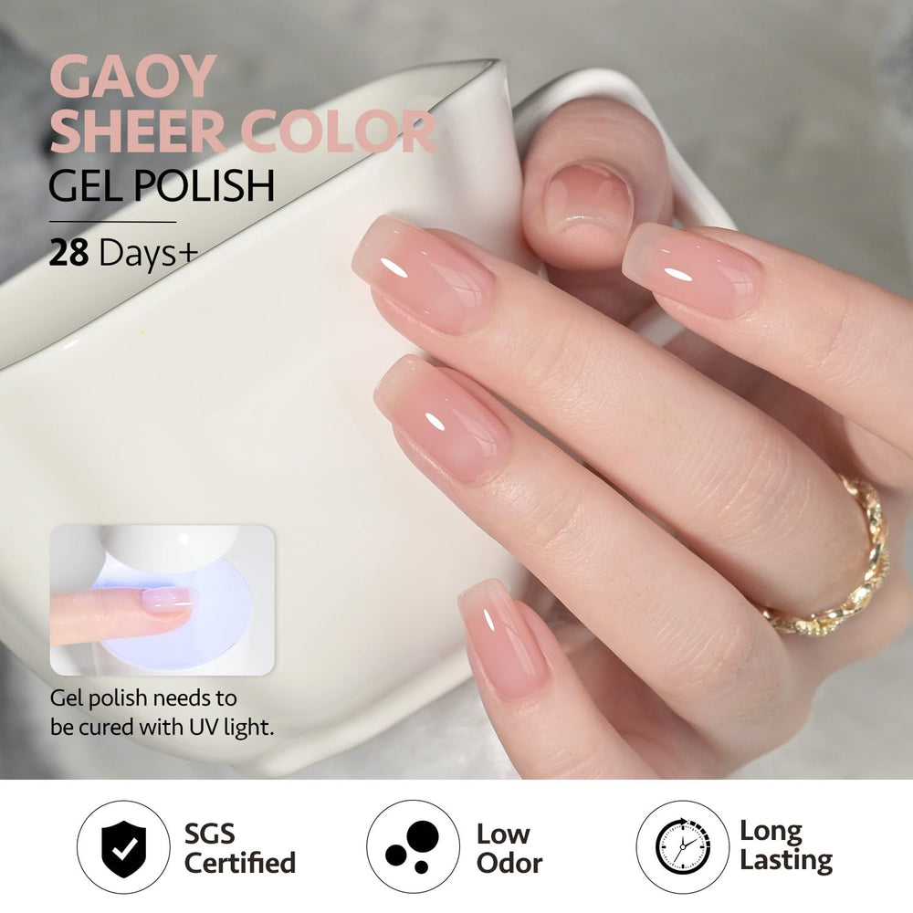 GAOY Jelly Nude dry-time top coat for long wear.