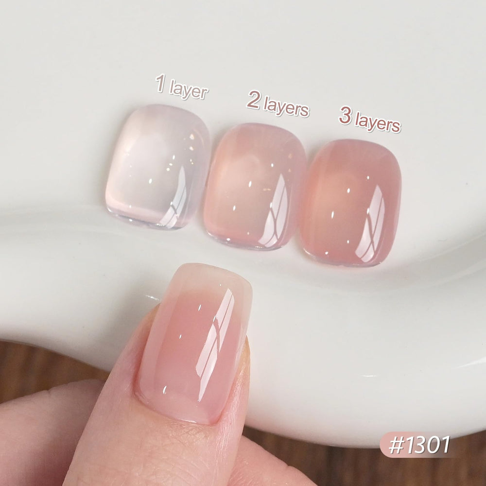 GAOY Jelly Nude swatch range with six buildable tones.