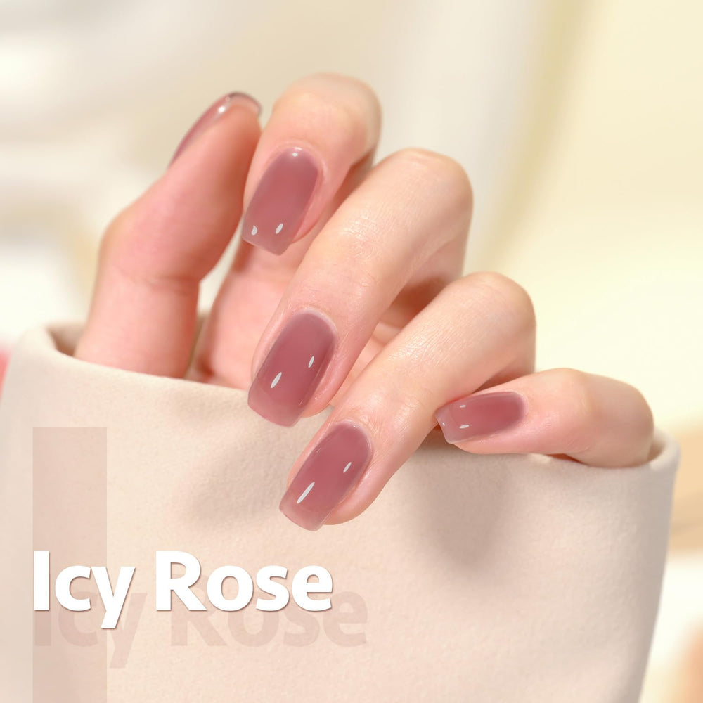 GAOY Jelly Pink Nude bottle closeup highlights translucent formulas for buildable coverage.