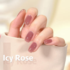 GAOY Jelly Pink Nude bottle closeup highlights translucent formulas for buildable coverage.