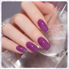 GAOY Jelly Purple gel nail polish set six-color image with UV-curable finish for DIY or salon use.