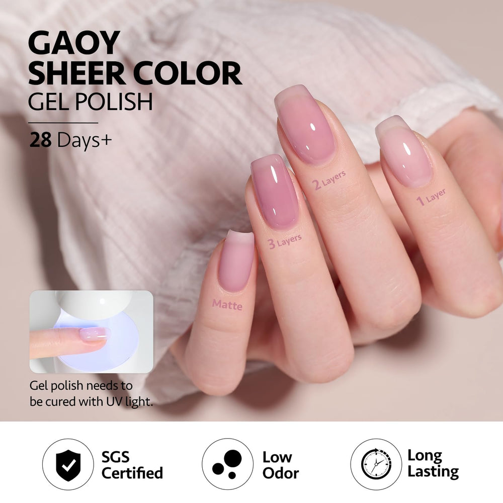 GAOY Jelly Purple UV curing step image shows quick 60-second dry time for efficient nail sessions.