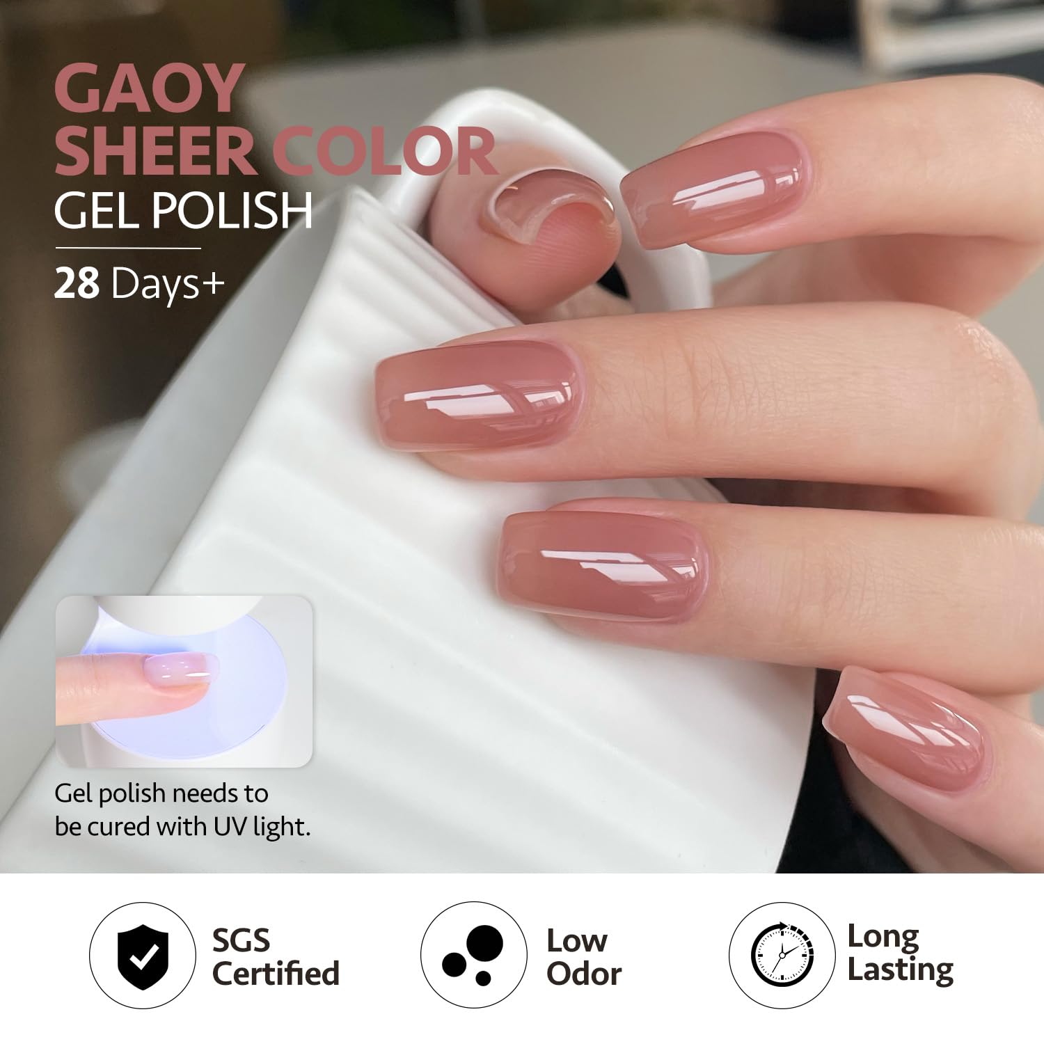 GAOY Jelly UV cure demonstrates 60-second dry time for quick at-home manicures.